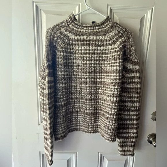 Rails Echo Chunky Roll Neck Pullover Sweater in Brown Striped Womens Size XS - Picture 9 of 10
